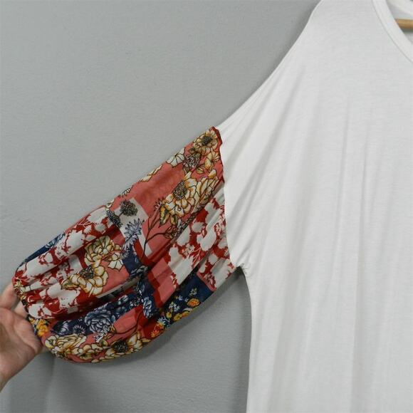 Watermelon Women's 2XL Knit Top Floral Sleeve Pullover Ivory Cream Multicolor - Picture 5 of 11